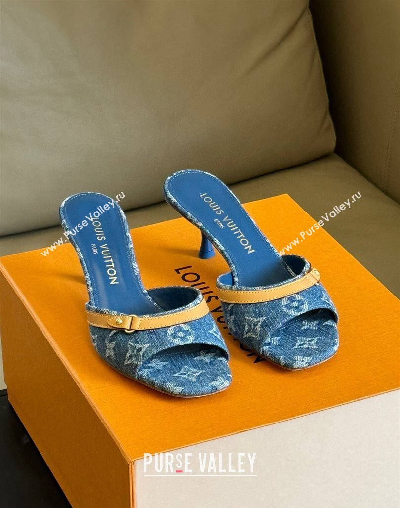 Louis Vuitton Neo Revival Heel Slide Sandals 5.5cm in Blue Monogram Denim 2024 (MD-240320042)