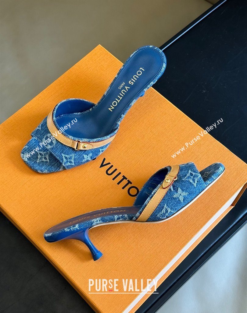 Louis Vuitton Neo Revival Heel Slide Sandals 5.5cm in Blue Monogram Denim 2024 (MD-240320042)