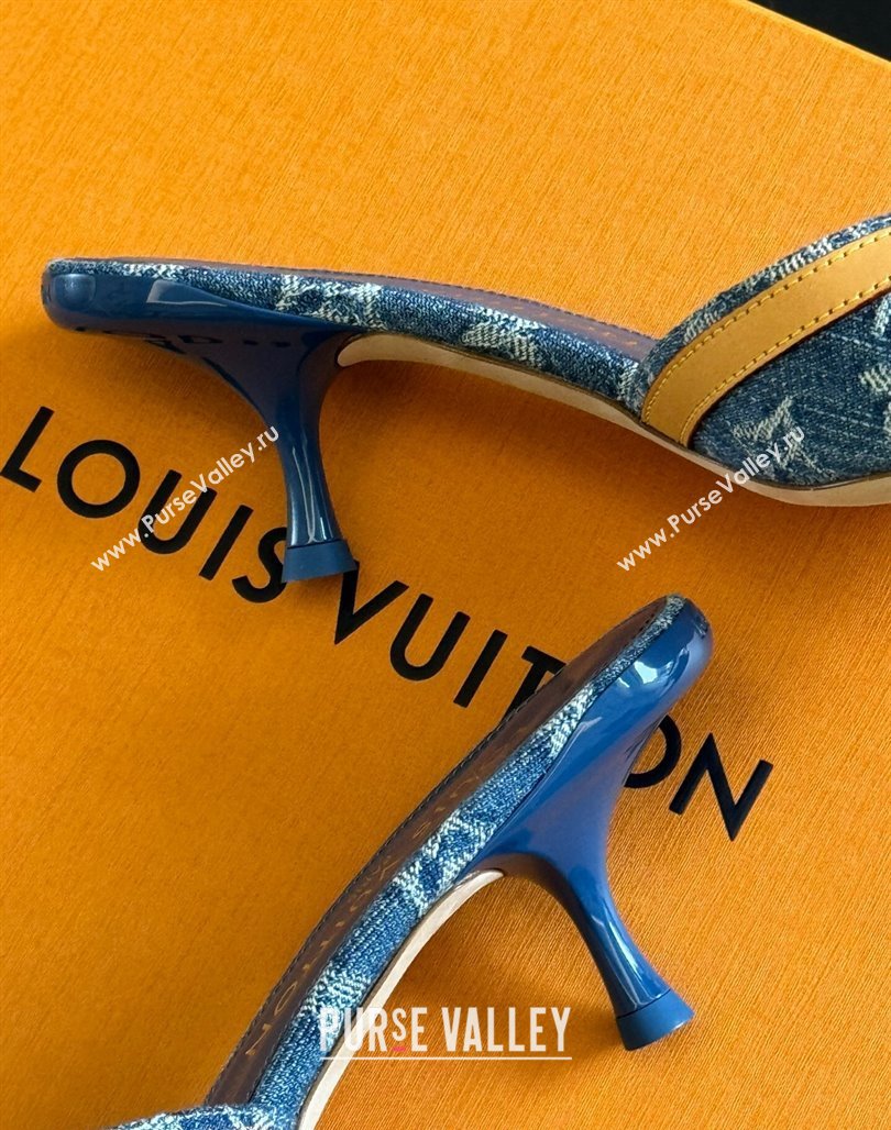 Louis Vuitton Neo Revival Heel Slide Sandals 5.5cm in Blue Monogram Denim 2024 (MD-240320042)