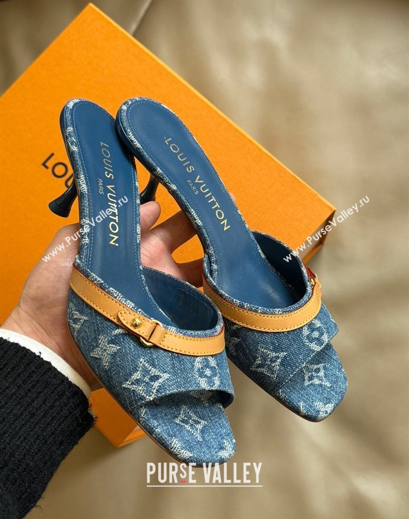 Louis Vuitton Neo Revival Heel Slide Sandals 5.5cm in Blue Monogram Denim 2024 (MD-240320042)