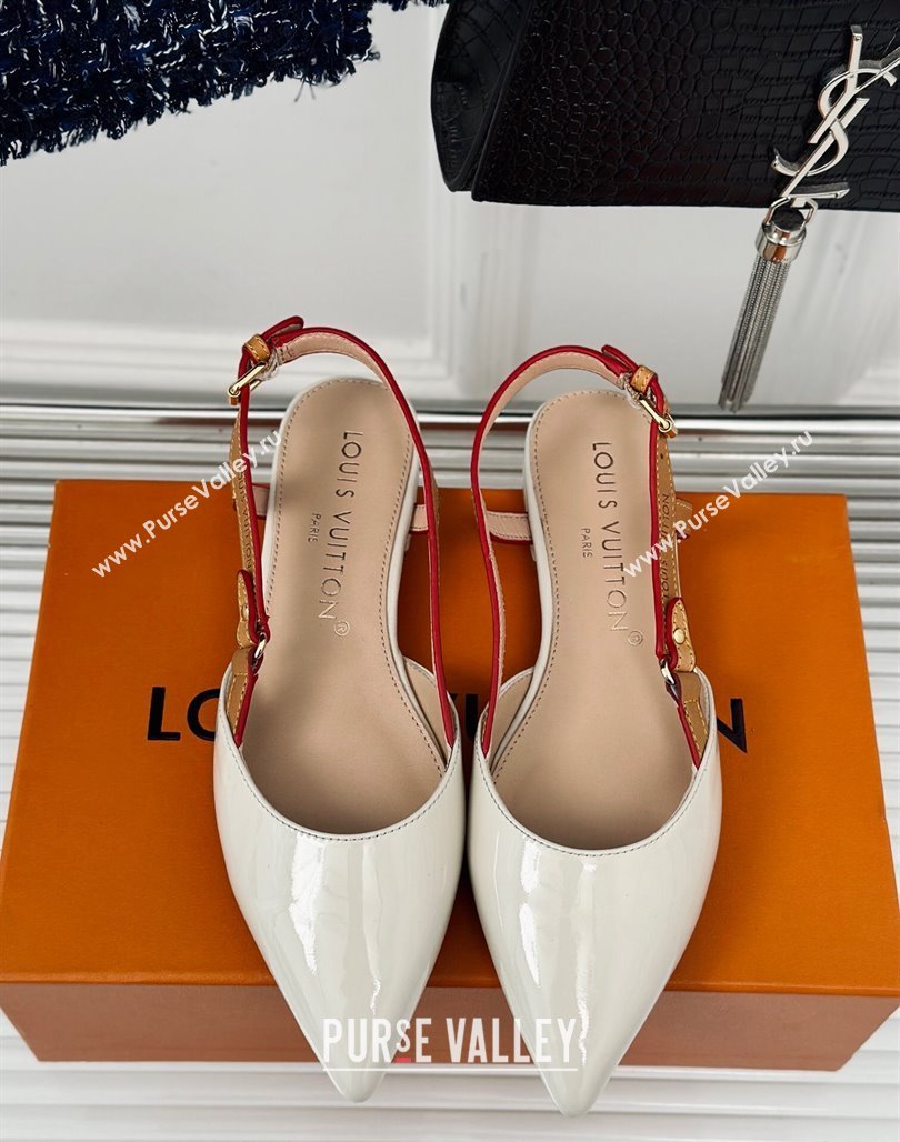 Louis Vuitton Blossom Slingback Flat Ballerinas in Patent Leather White 2024 (MD-240320014)