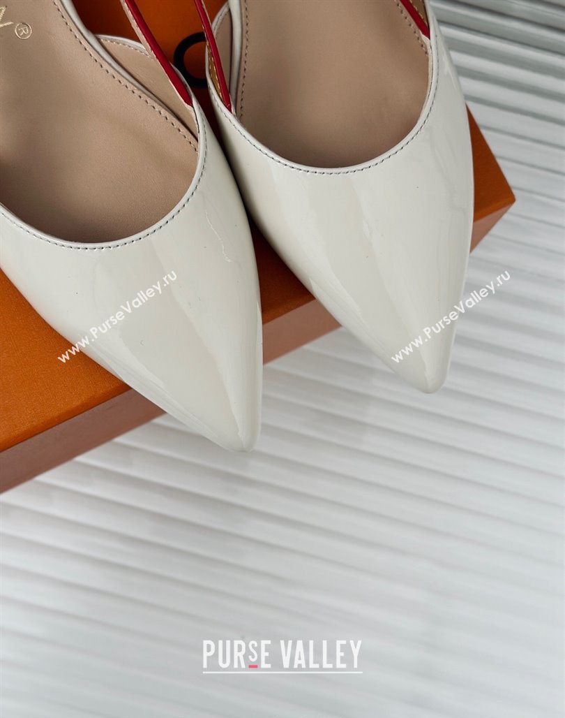 Louis Vuitton Blossom Slingback Flat Ballerinas in Patent Leather White 2024 (MD-240320014)