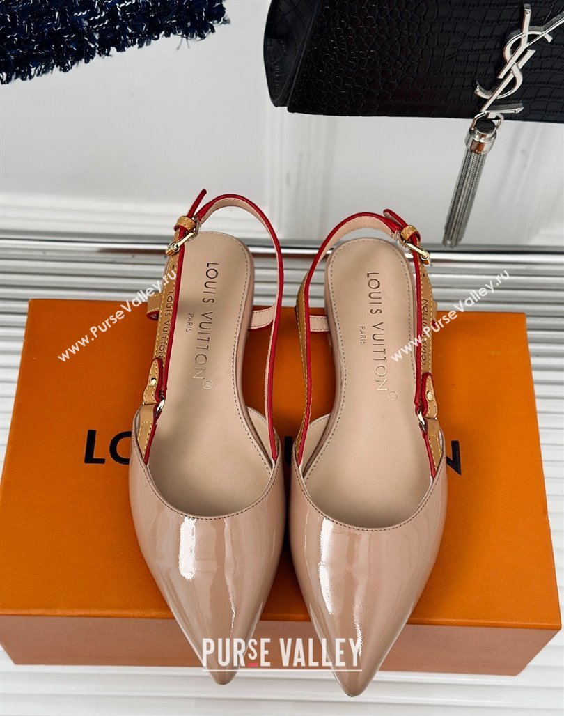 Louis Vuitton Blossom Slingback Flat Ballerinas in Patent Leather Nude 2024 (MD-240320016)