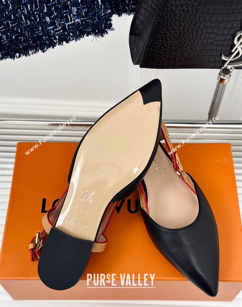 Louis Vuitton Blossom Slingback Flat Ballerinas in Calf Leather Black 2024 (MD-240320017)