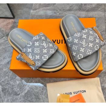 Louis Vuitton Pool Pillow Flat Comfort Slide Sandals in Monogram Jacquard Grey 2024 0320 (MD-240320047)