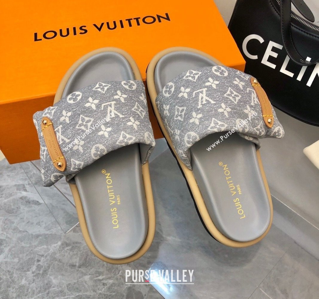 Louis Vuitton Pool Pillow Flat Comfort Slide Sandals in Monogram Jacquard Grey 2024 0320 (MD-240320047)