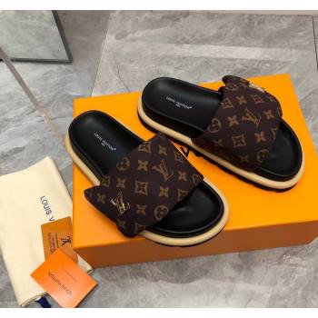 Louis Vuitton LV Pool Pillow Flat Comfort Slide Sandals in Monogram Nylon Brown 2024 (MD-240320049)