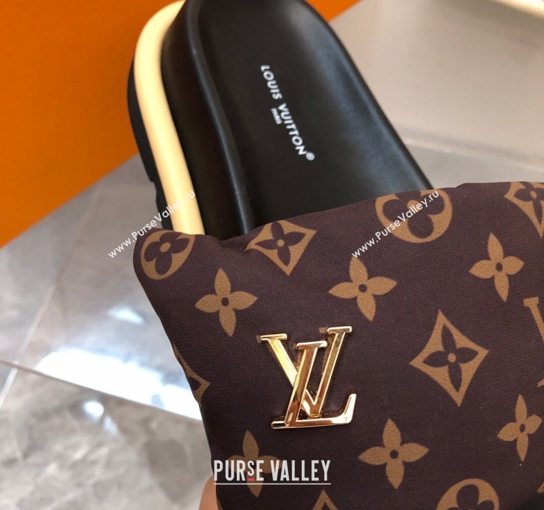 Louis Vuitton LV Pool Pillow Flat Comfort Slide Sandals in Monogram Nylon Brown 2024 (MD-240320049)