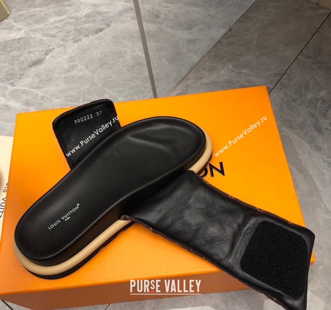 Louis Vuitton LV Pool Pillow Flat Comfort Slide Sandals in Monogram Nylon Brown 2024 (MD-240320049)