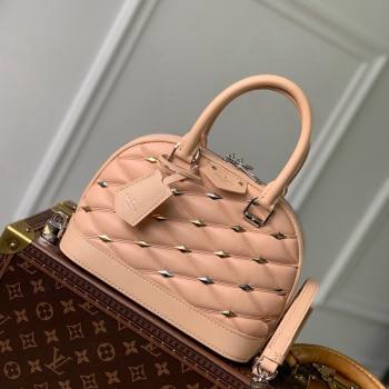 Louis Vuitton Alma BB Bag in Quilted Lambskin withStud M24153 Nude 2024 (KI-240413043)
