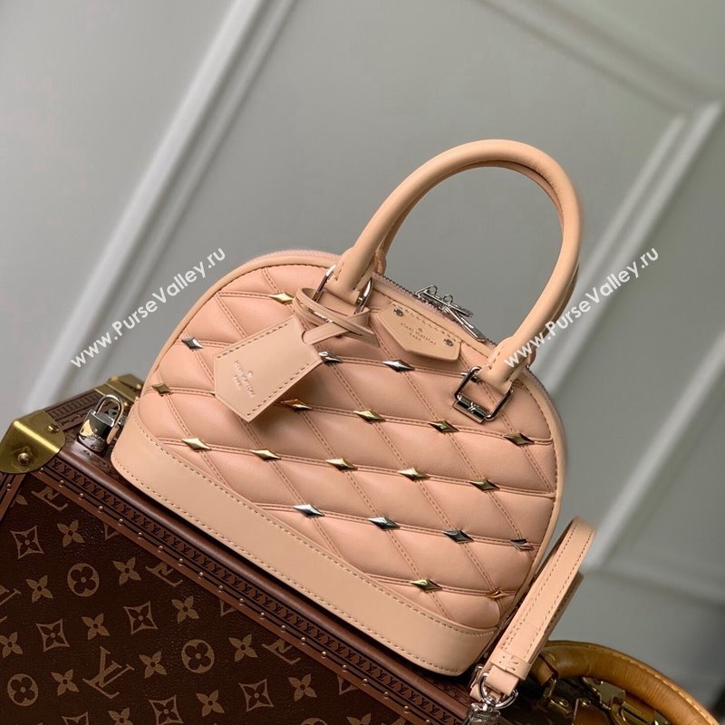 Louis Vuitton Alma BB Bag in Quilted Lambskin withStud M24153 Nude 2024 (KI-240413043)
