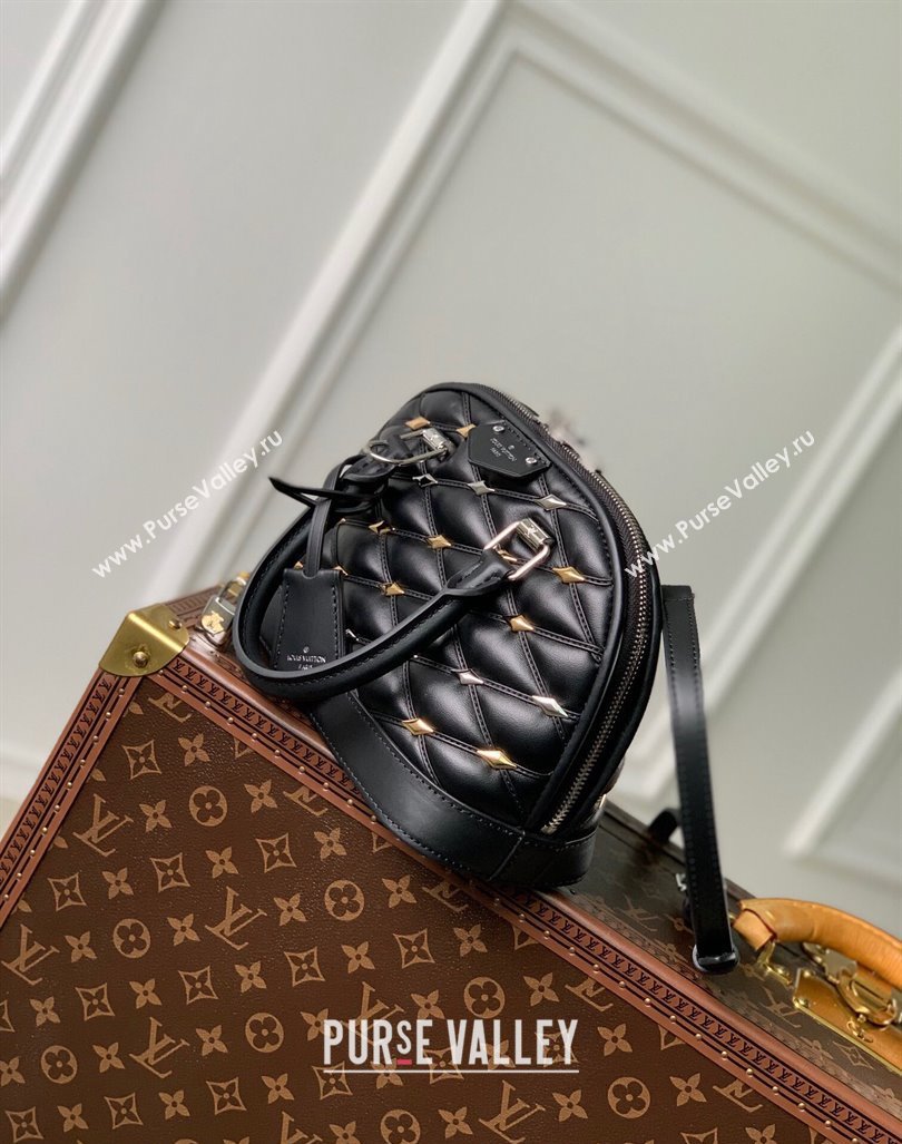 Louis Vuitton Alma BB Bag in Quilted Lambskin withStud M83019 Black 2024 (KI-240413044)