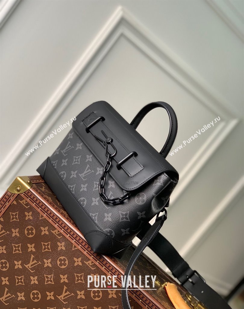 Louis Vuitton Mens Steamer PM Messenger bag Monogram Eclipse Canvas M46953 Black 2024 (KI-240413047)