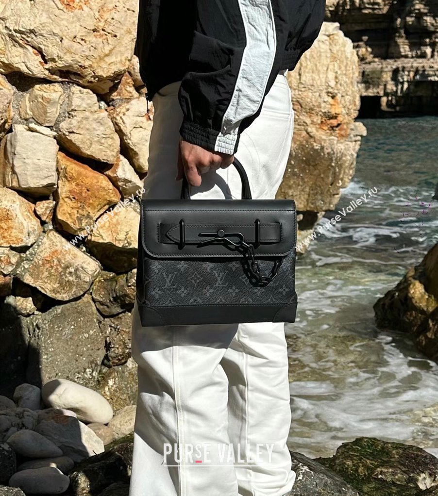 Louis Vuitton Mens Steamer PM Messenger bag Monogram Eclipse Canvas M46953 Black 2024 (KI-240413047)