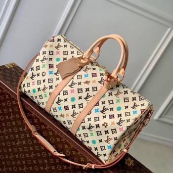Louis Vuitton Keepall Bandouliere 50 Travel Bag in Monogram Craggy Canvas M24901 Vanilla White 2024 (KI-240412063)