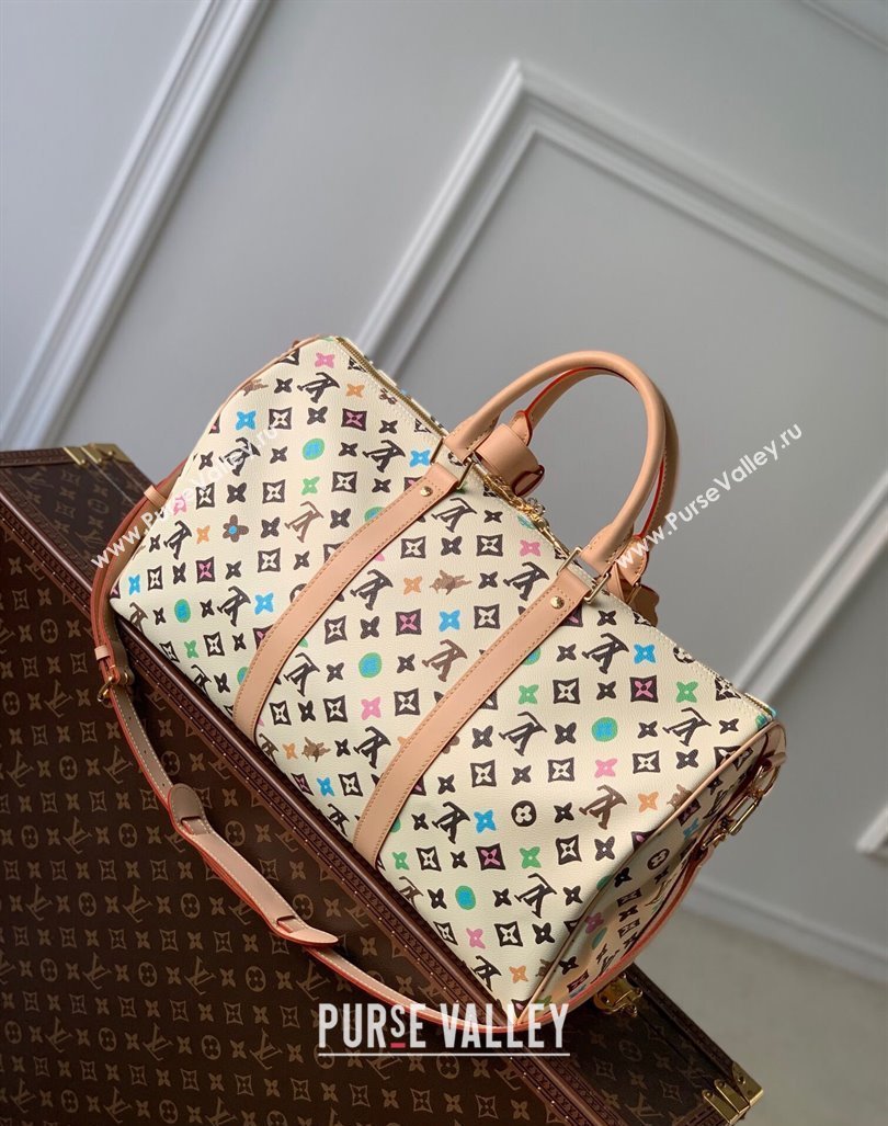 Louis Vuitton Keepall Bandouliere 50 Travel Bag in Monogram Craggy Canvas M24901 Vanilla White 2024 (KI-240412063)