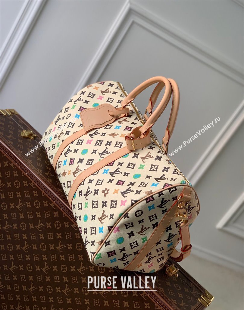 Louis Vuitton Keepall Bandouliere 50 Travel Bag in Monogram Craggy Canvas M24901 Vanilla White 2024 (KI-240412063)