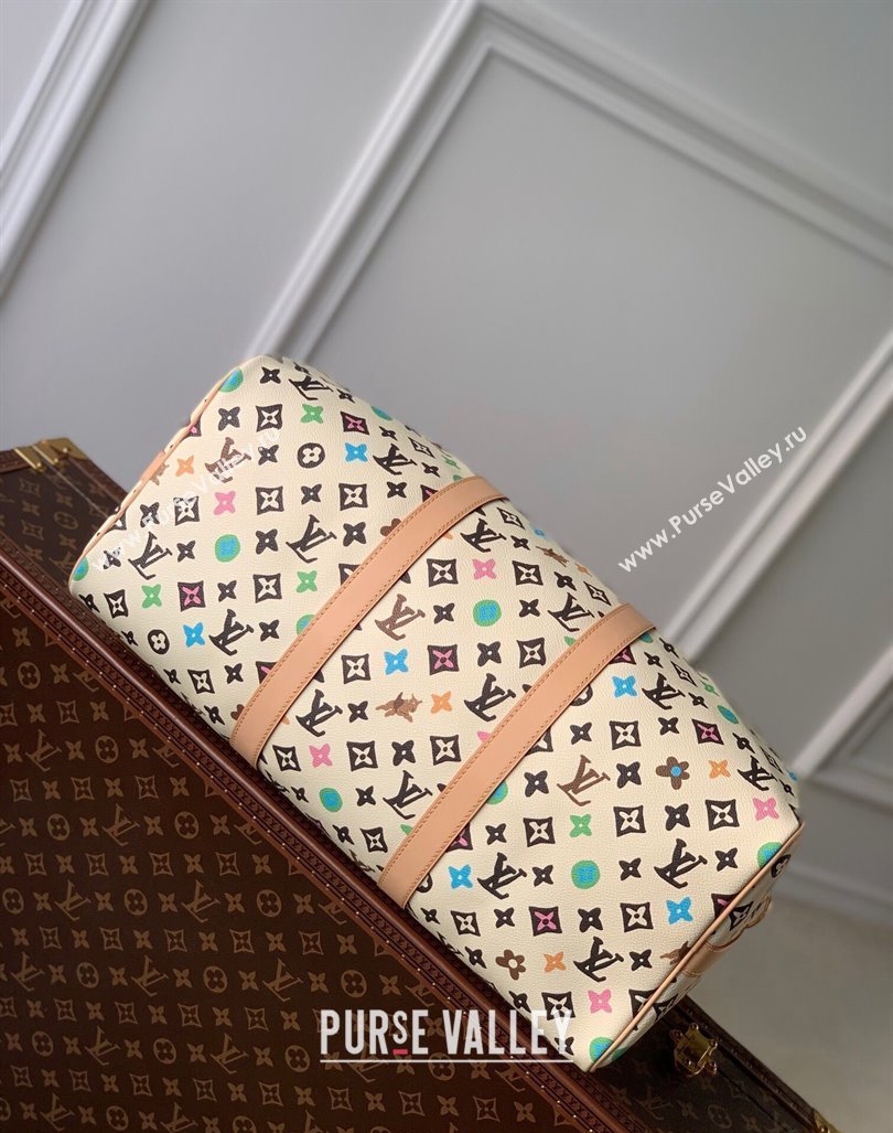 Louis Vuitton Keepall Bandouliere 50 Travel Bag in Monogram Craggy Canvas M24901 Vanilla White 2024 (KI-240412063)