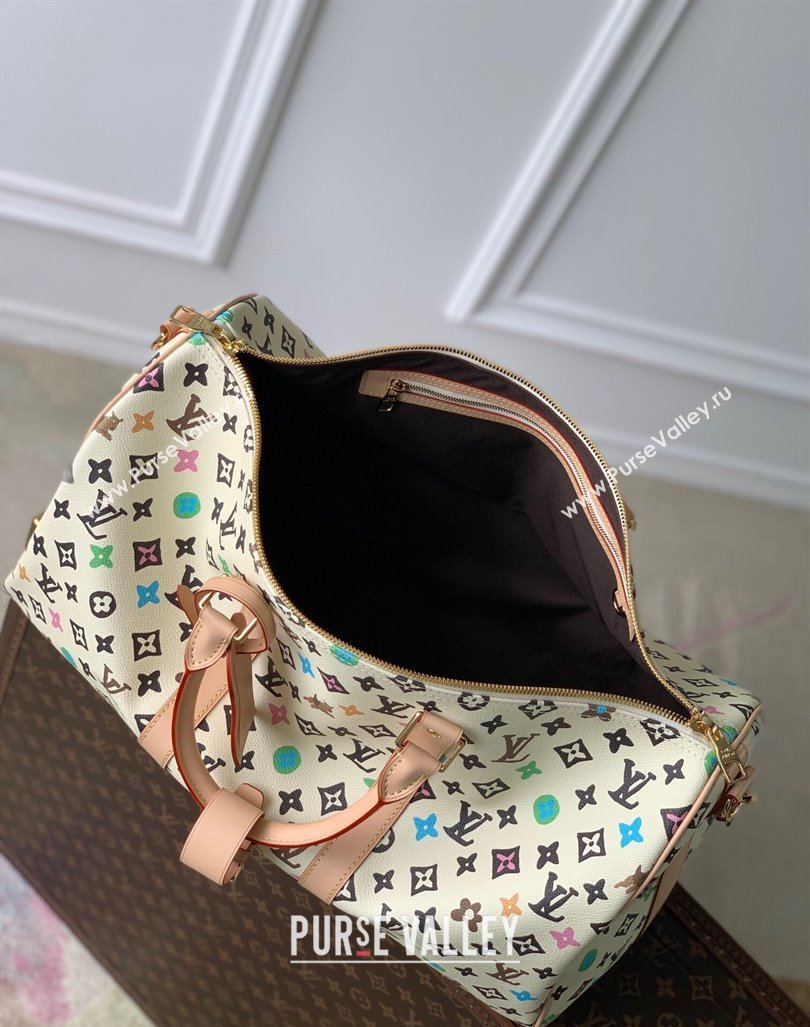 Louis Vuitton Keepall Bandouliere 50 Travel Bag in Monogram Craggy Canvas M24901 Vanilla White 2024 (KI-240412063)