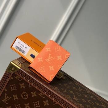 Louis Vuitton Pocket Organizer Wallet in Taiga Leather and Monogram Canvas M31041 Orange 2024 (KI-240413045)