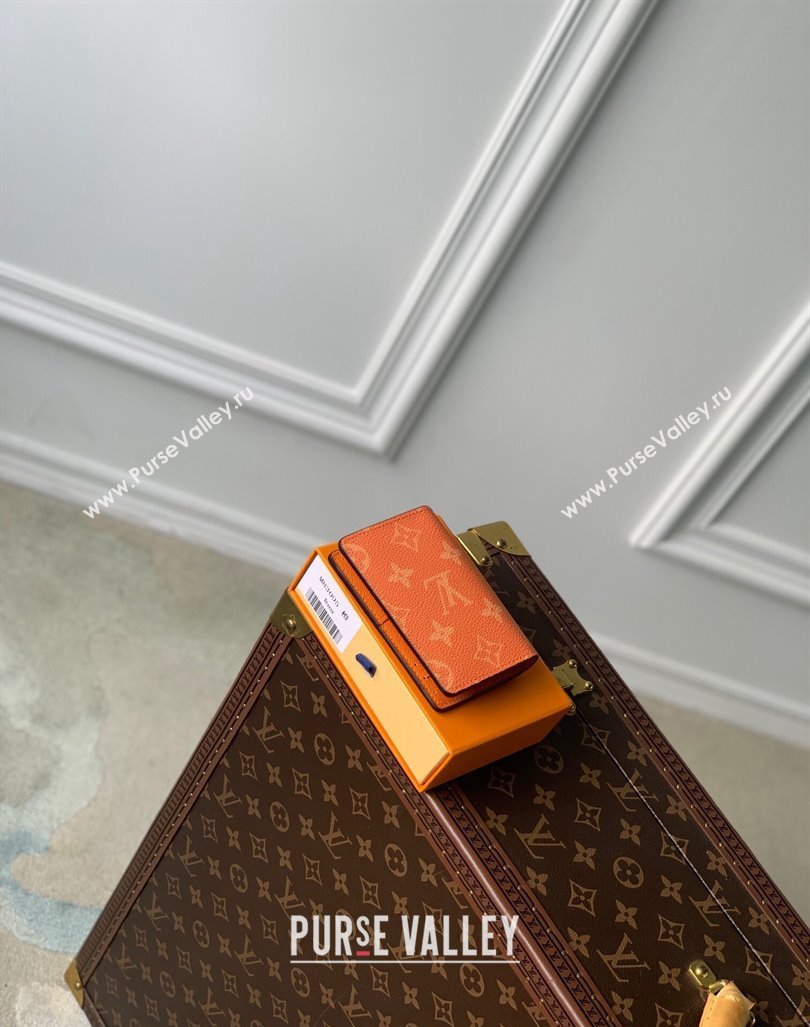 Louis Vuitton Pocket Organizer Wallet in Taiga Leather and Monogram Canvas M31041 Orange 2024 (KI-240413045)