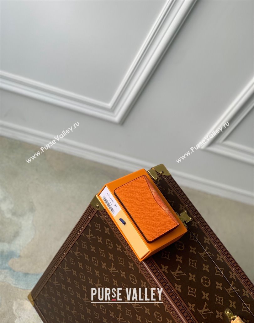 Louis Vuitton Pocket Organizer Wallet in Taiga Leather and Monogram Canvas M31041 Orange 2024 (KI-240413045)
