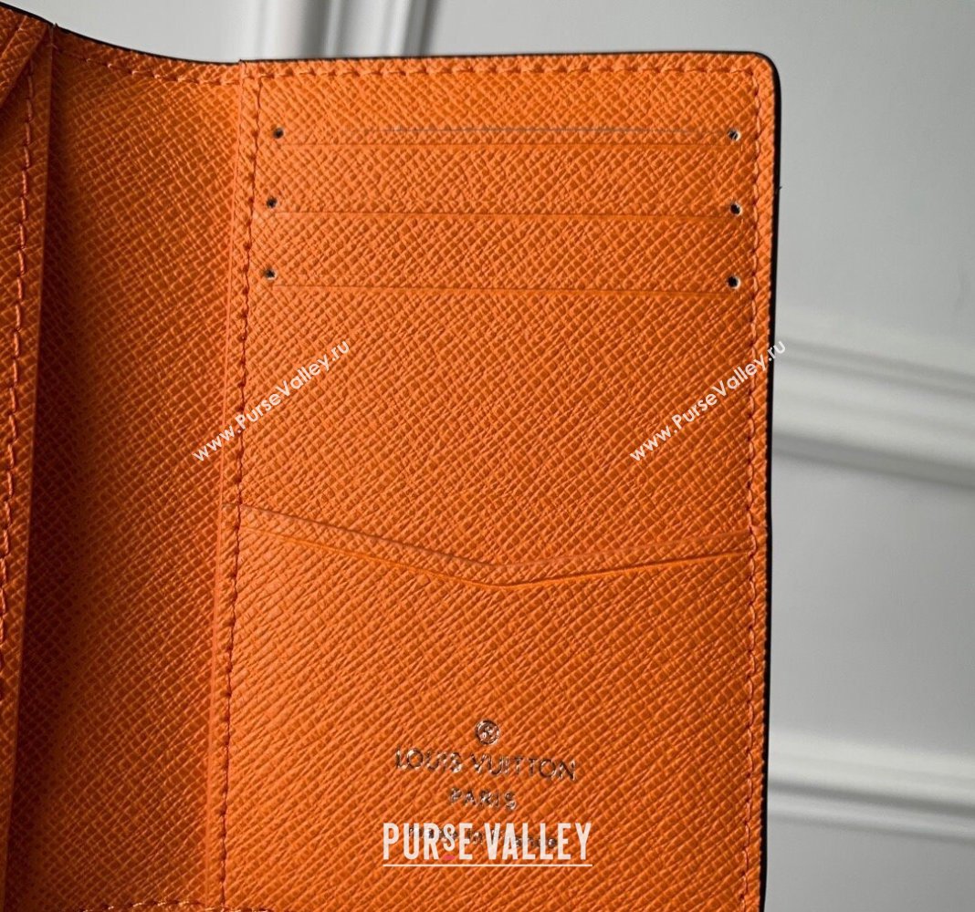 Louis Vuitton Pocket Organizer Wallet in Taiga Leather and Monogram Canvas M31041 Orange 2024 (KI-240413045)