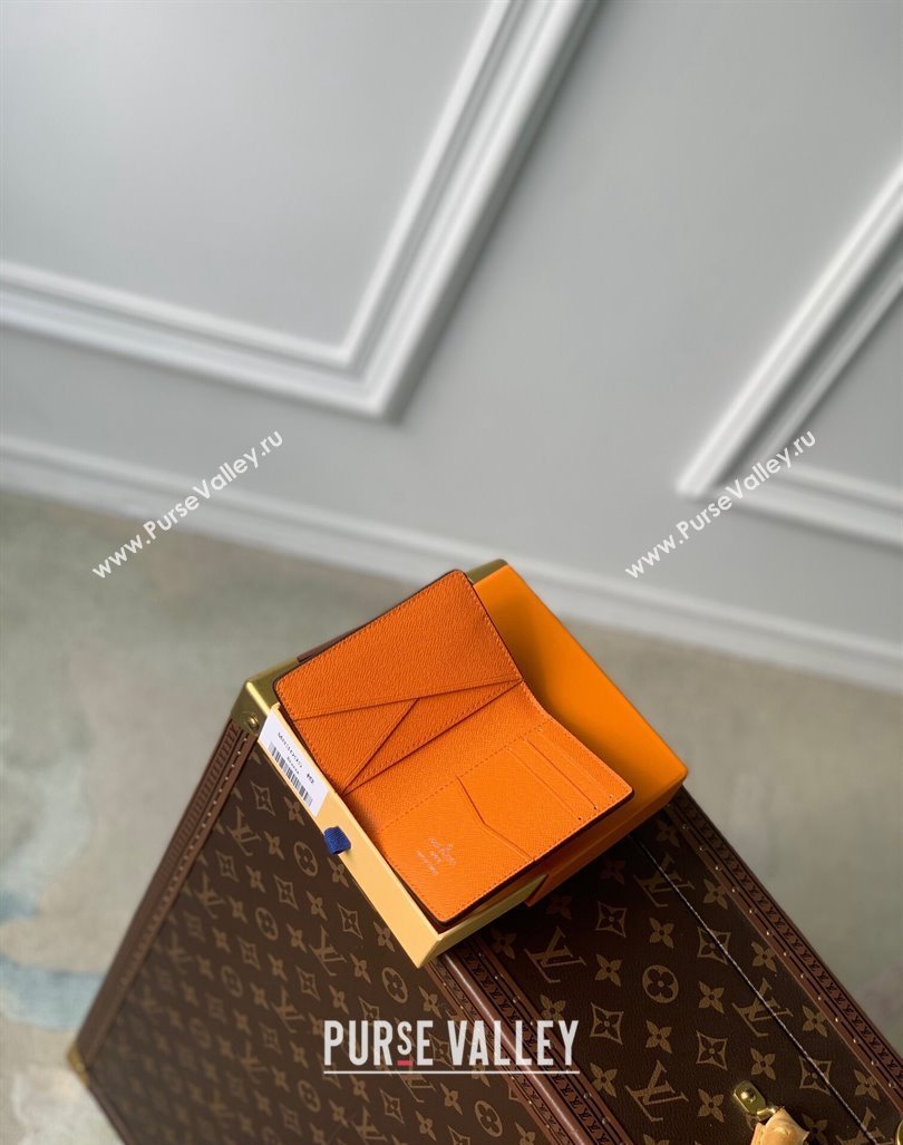 Louis Vuitton Pocket Organizer Wallet in Taiga Leather and Monogram Canvas M31041 Orange 2024 (KI-240413045)