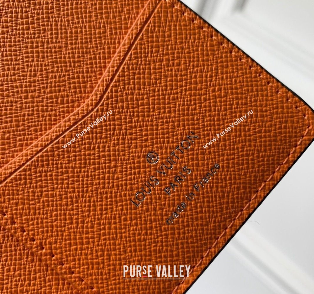 Louis Vuitton Pocket Organizer Wallet in Taiga Leather and Monogram Canvas M31041 Orange 2024 (KI-240413045)