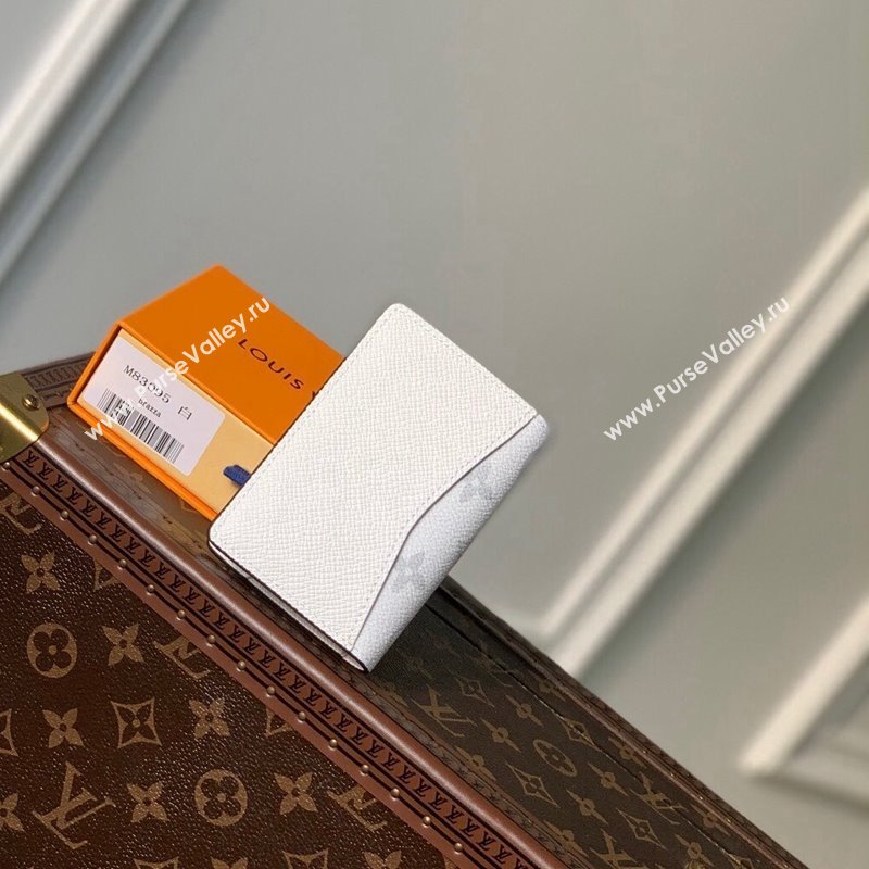 Louis Vuitton Pocket Organizer Wallet in Taiga Leather and Monogram Canvas M83095 White 2024 (KI-240413046)