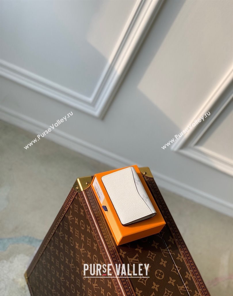 Louis Vuitton Pocket Organizer Wallet in Taiga Leather and Monogram Canvas M83095 White 2024 (KI-240413046)