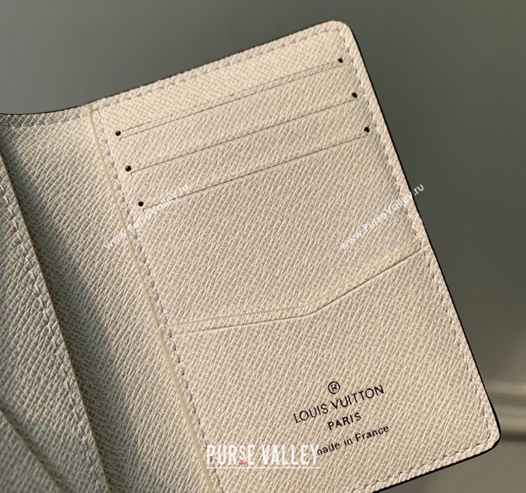 Louis Vuitton Pocket Organizer Wallet in Taiga Leather and Monogram Canvas M83095 White 2024 (KI-240413046)