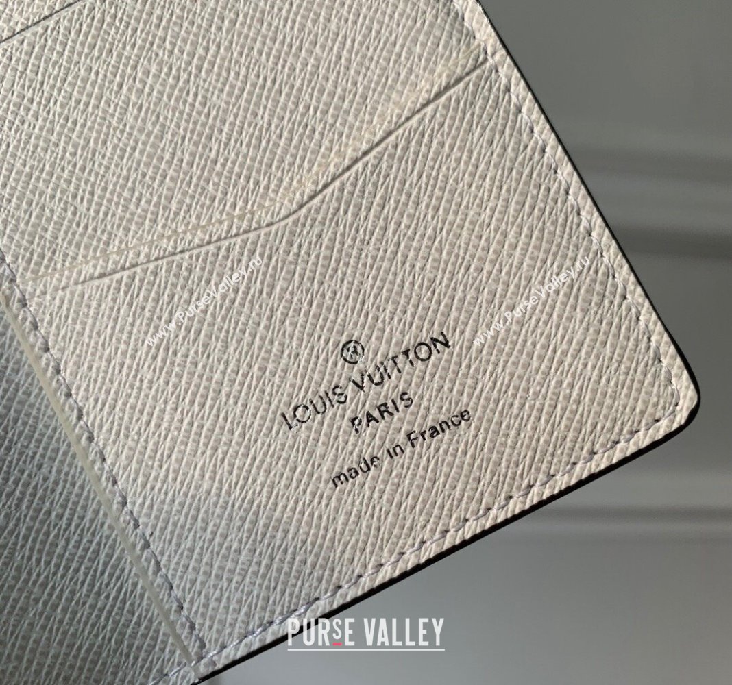 Louis Vuitton Pocket Organizer Wallet in Taiga Leather and Monogram Canvas M83095 White 2024 (KI-240413046)
