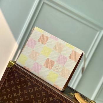 Louis Vuitton Pochette Accessoires Pouch in Damier Giant Canvas N47542 Peach Pink 2024 (KI-240412096)