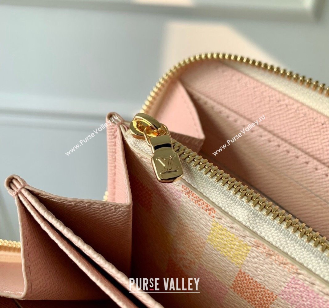 Louis Vuitton Zippy Wallet in Damier Giant Canvas N40748 Peach Pink 2024 (KI-240412095)