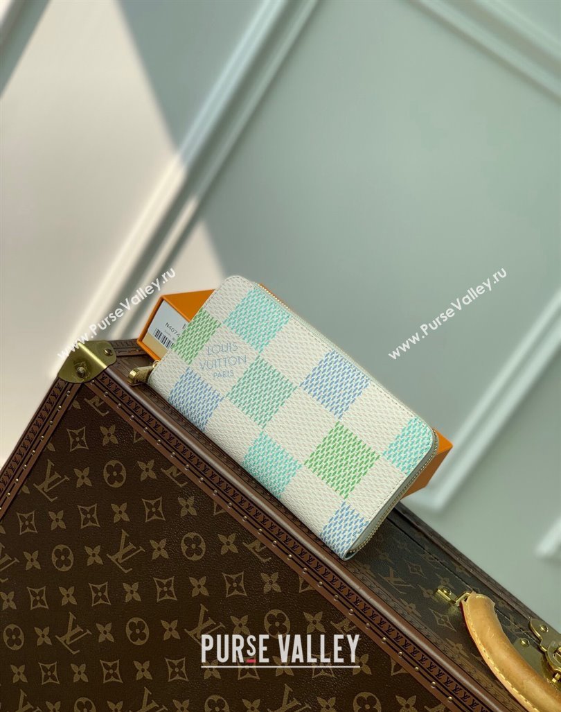 Louis Vuitton Zippy Wallet in Damier Giant Canvas N40748 Pistachio Green 2024 (KI-240412098)