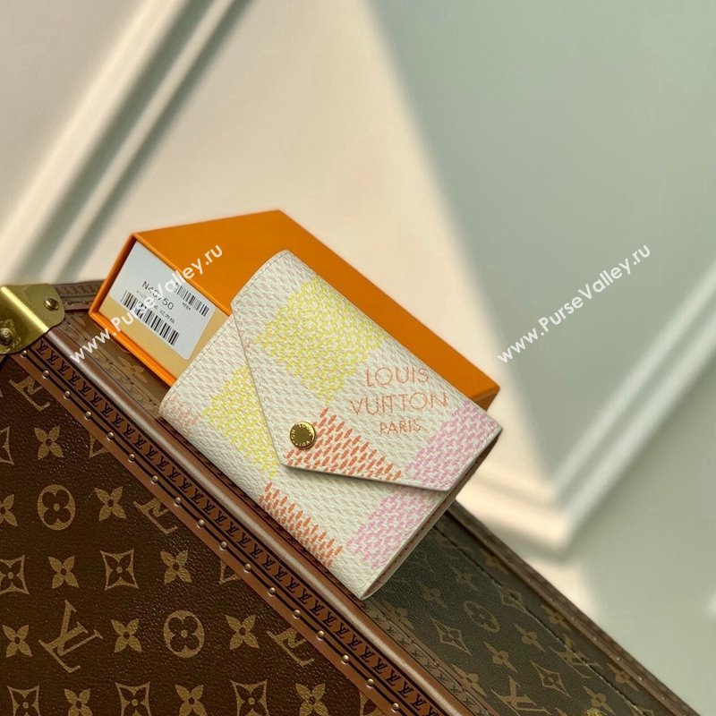 Louis Vuitton Victorine Wallet in Damier Giant Canvas N40638 Peach Pink 2024 (KI-240413001)
