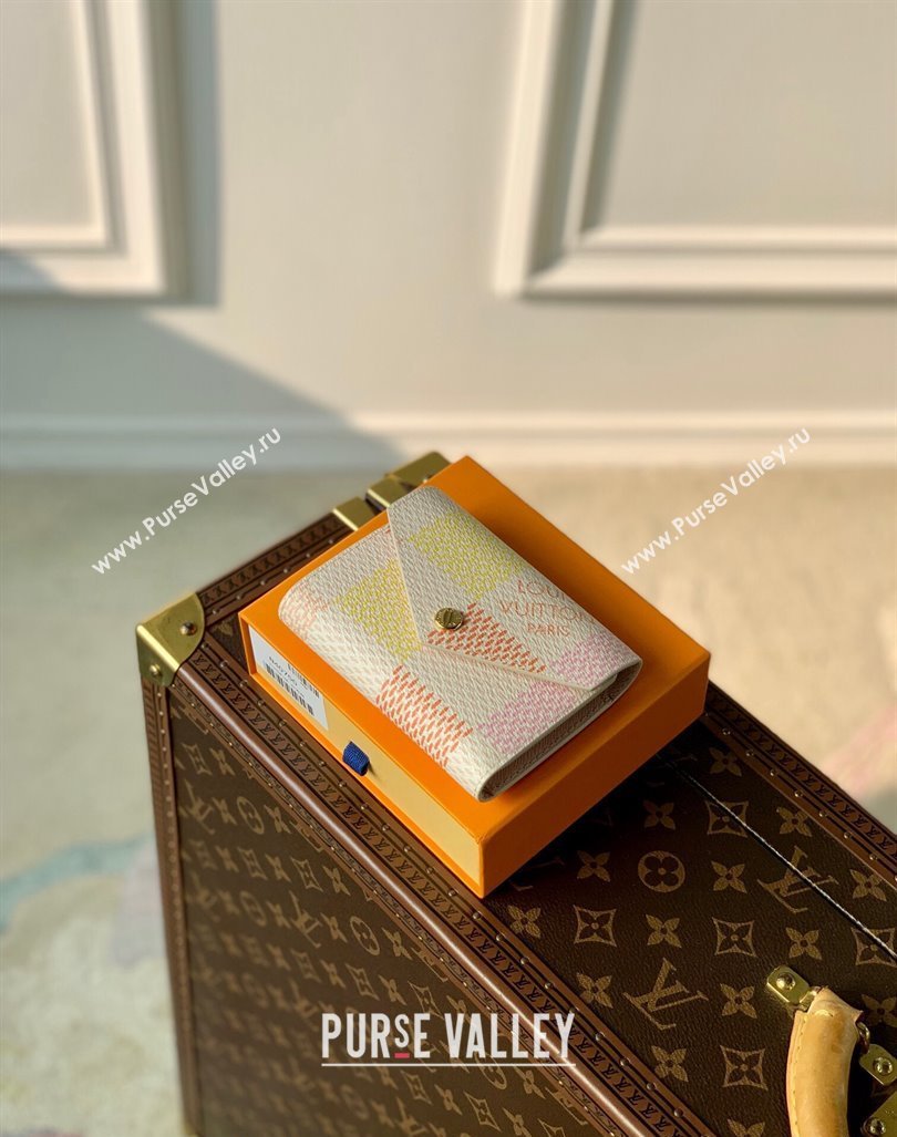 Louis Vuitton Victorine Wallet in Damier Giant Canvas N40638 Peach Pink 2024 (KI-240413001)