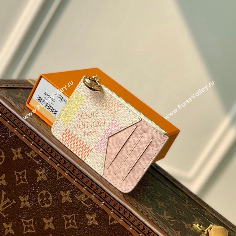 Louis Vuitton Romy Card Holder in Damier Giant Canvas N40639 Peach Pink 2024 (KI-240413003)