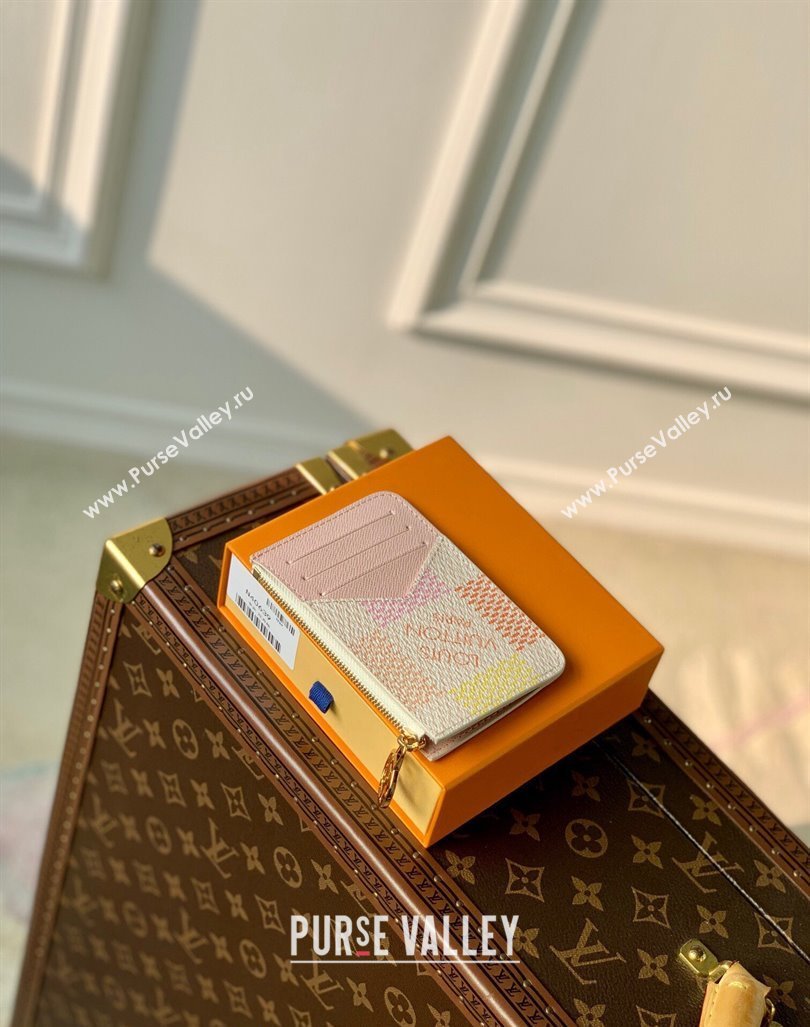 Louis Vuitton Romy Card Holder in Damier Giant Canvas N40639 Peach Pink 2024 (KI-240413003)