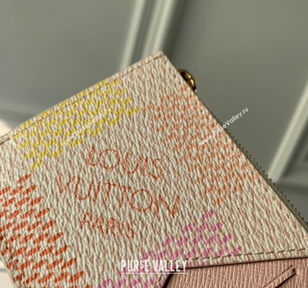 Louis Vuitton Romy Card Holder in Damier Giant Canvas N40639 Peach Pink 2024 (KI-240413003)