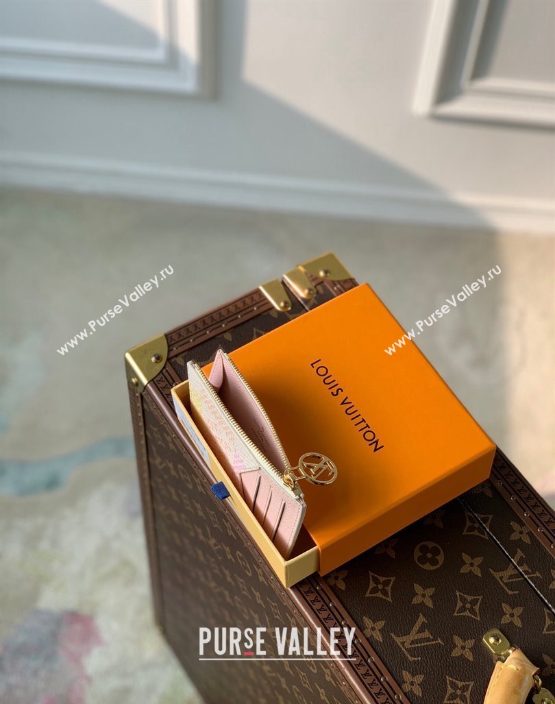 Louis Vuitton Romy Card Holder in Damier Giant Canvas N40639 Peach Pink 2024 (KI-240413003)