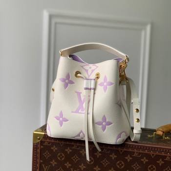 Louis Vuitton NeoNoe BB Bucket Bag in Bicolor Monogram Leather M24048 Latte White/Purple 2024 (KI-240413052)
