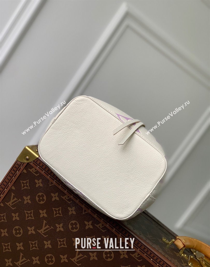 Louis Vuitton NeoNoe BB Bucket Bag in Bicolor Monogram Leather M24048 Latte White/Purple 2024 (KI-240413052)