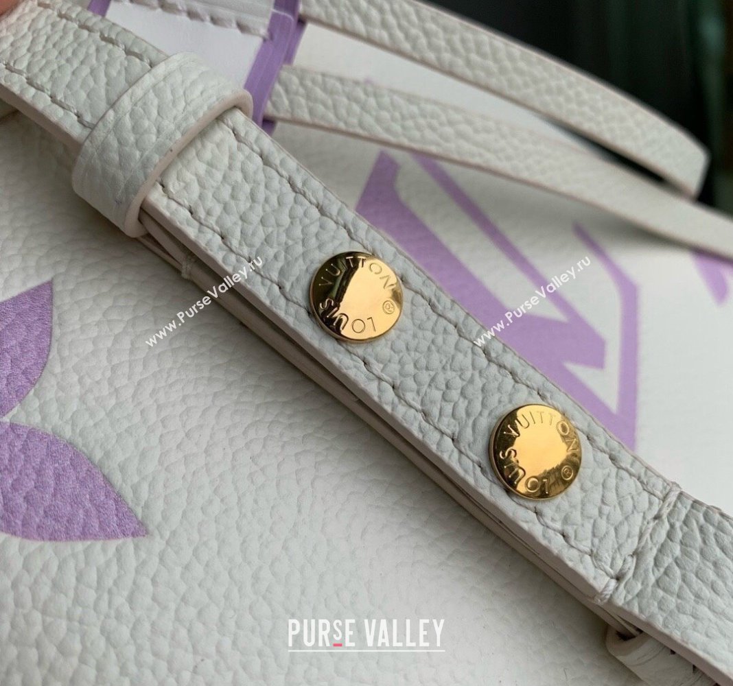 Louis Vuitton NeoNoe BB Bucket Bag in Bicolor Monogram Leather M24048 Latte White/Purple 2024 (KI-240413052)