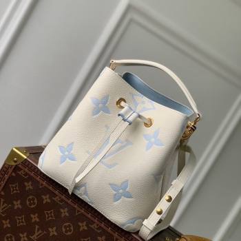 Louis Vuitton NeoNoe BB Bucket Bag in Bicolor Monogram Leather M24048 Latte White/Blue 2024 (KI-240413053)