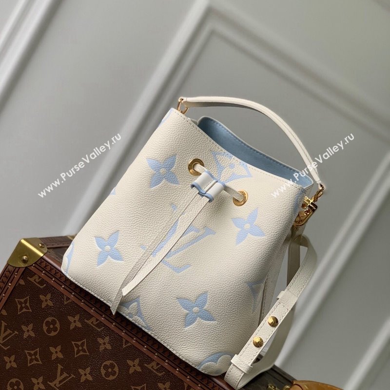 Louis Vuitton NeoNoe BB Bucket Bag in Bicolor Monogram Leather M24048 Latte White/Blue 2024 (KI-240413053)