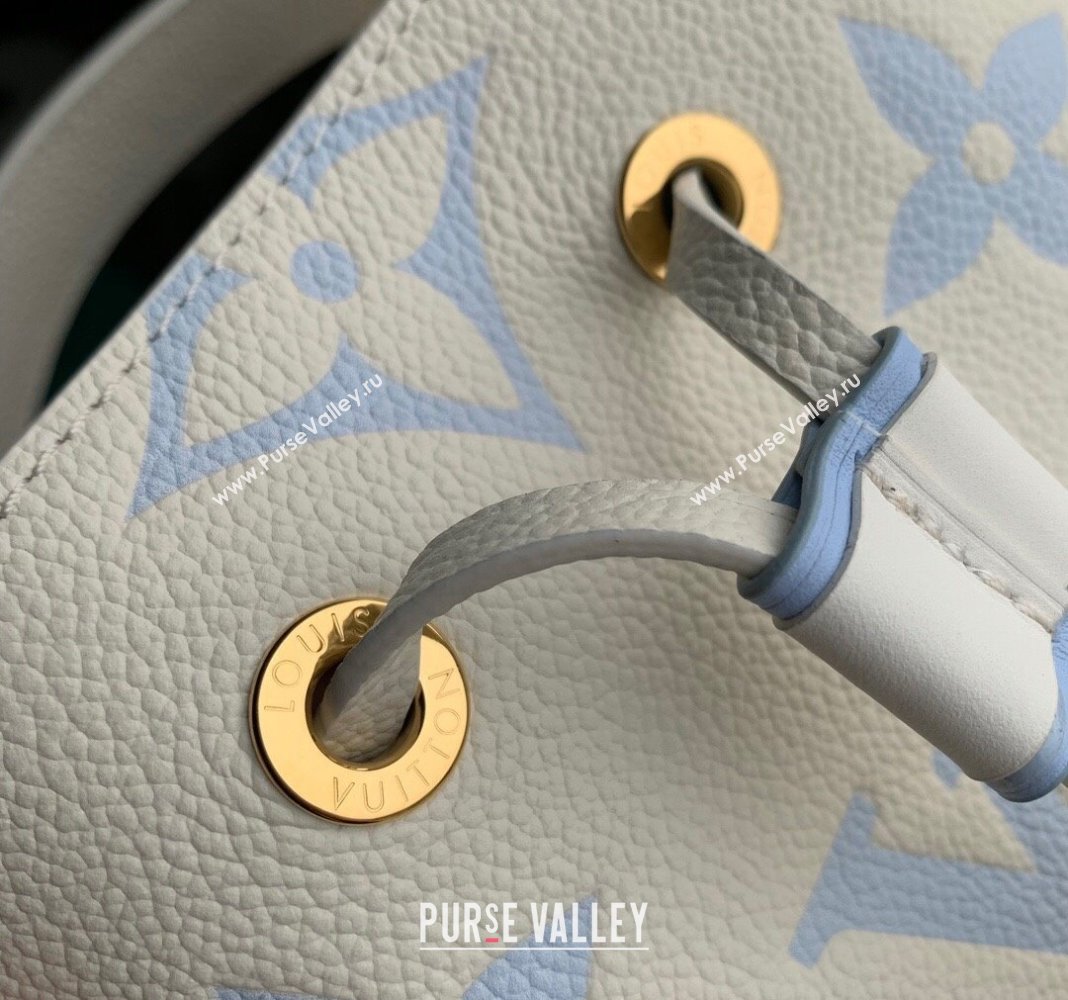 Louis Vuitton NeoNoe BB Bucket Bag in Bicolor Monogram Leather M24048 Latte White/Blue 2024 (KI-240413053)