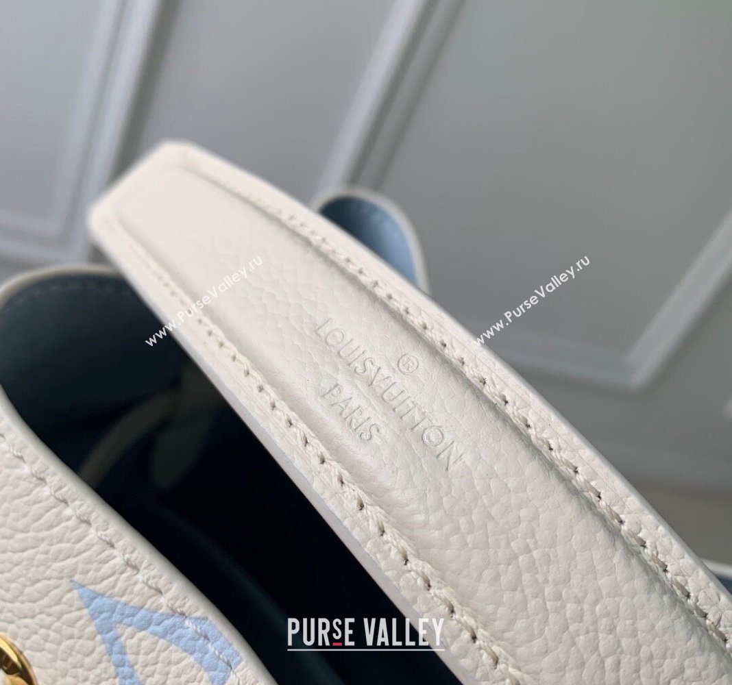 Louis Vuitton NeoNoe BB Bucket Bag in Bicolor Monogram Leather M24048 Latte White/Blue 2024 (KI-240413053)