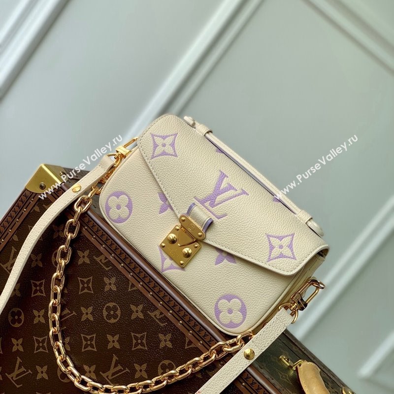 Louis Vuitton Pochette Metis East West Bag in Monogram Empreinte Leather M45696 Light Beige/Purple 2023 (KI-240412040)